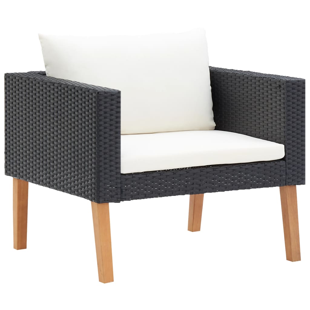Conjunto de jardín 2 sofás+2 sillones+1 mesa negro detalle 2