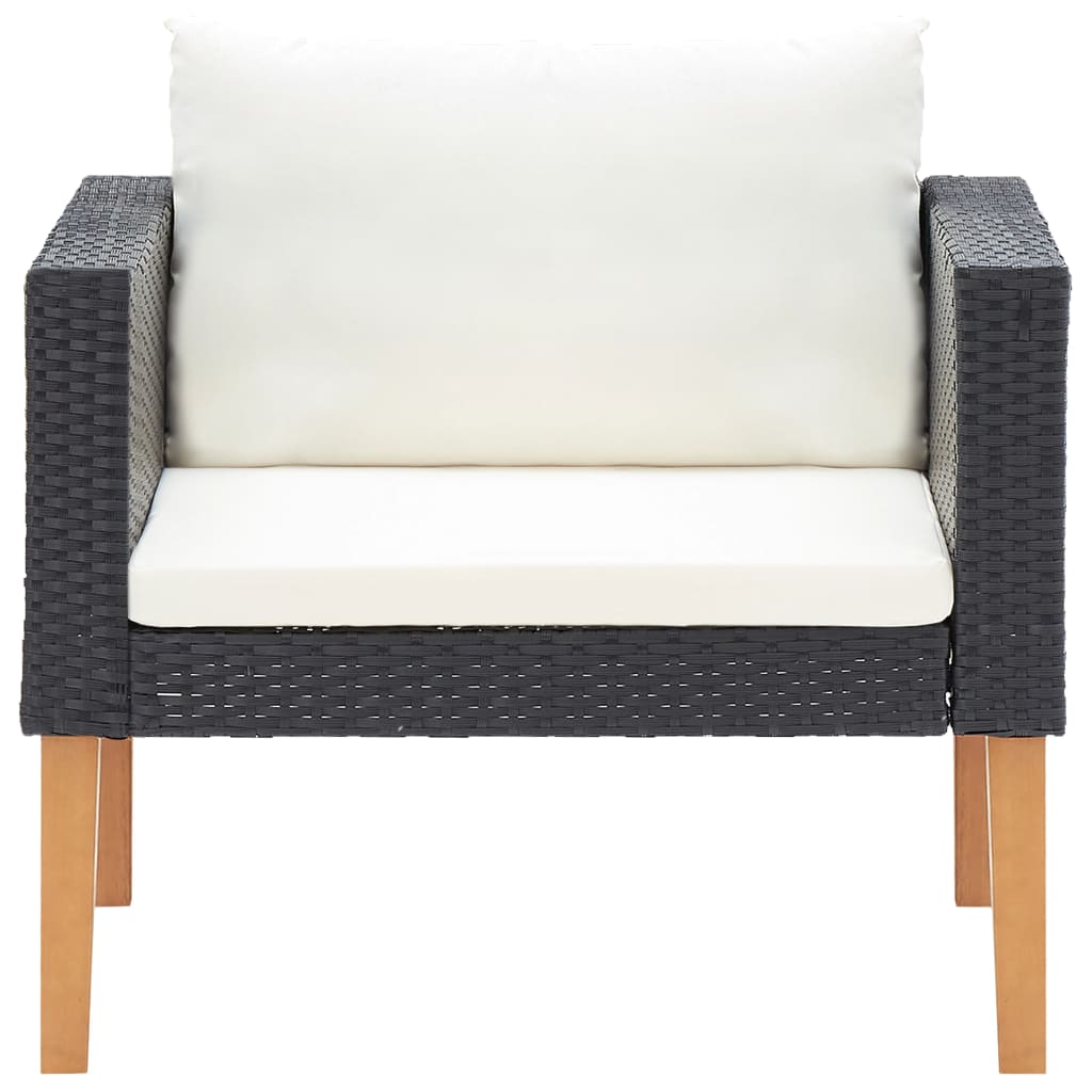 Conjunto de jardín 2 sofás+2 sillones+1 mesa negro detalle 3