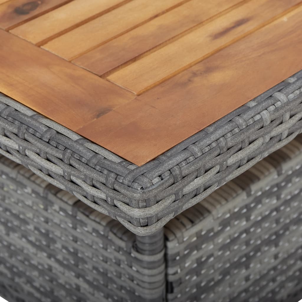 Conjunto de jardín 1 mesa+ 2 sillones con cojines gris/madera detalle 4