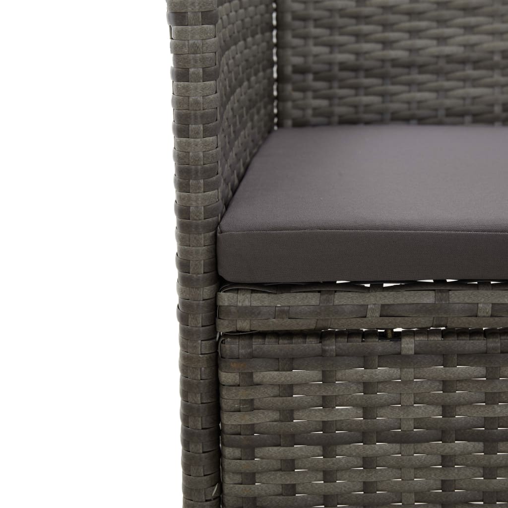 Conjunto de jardín 1 mesa+ 2 sillones con cojines gris/madera detalle 9