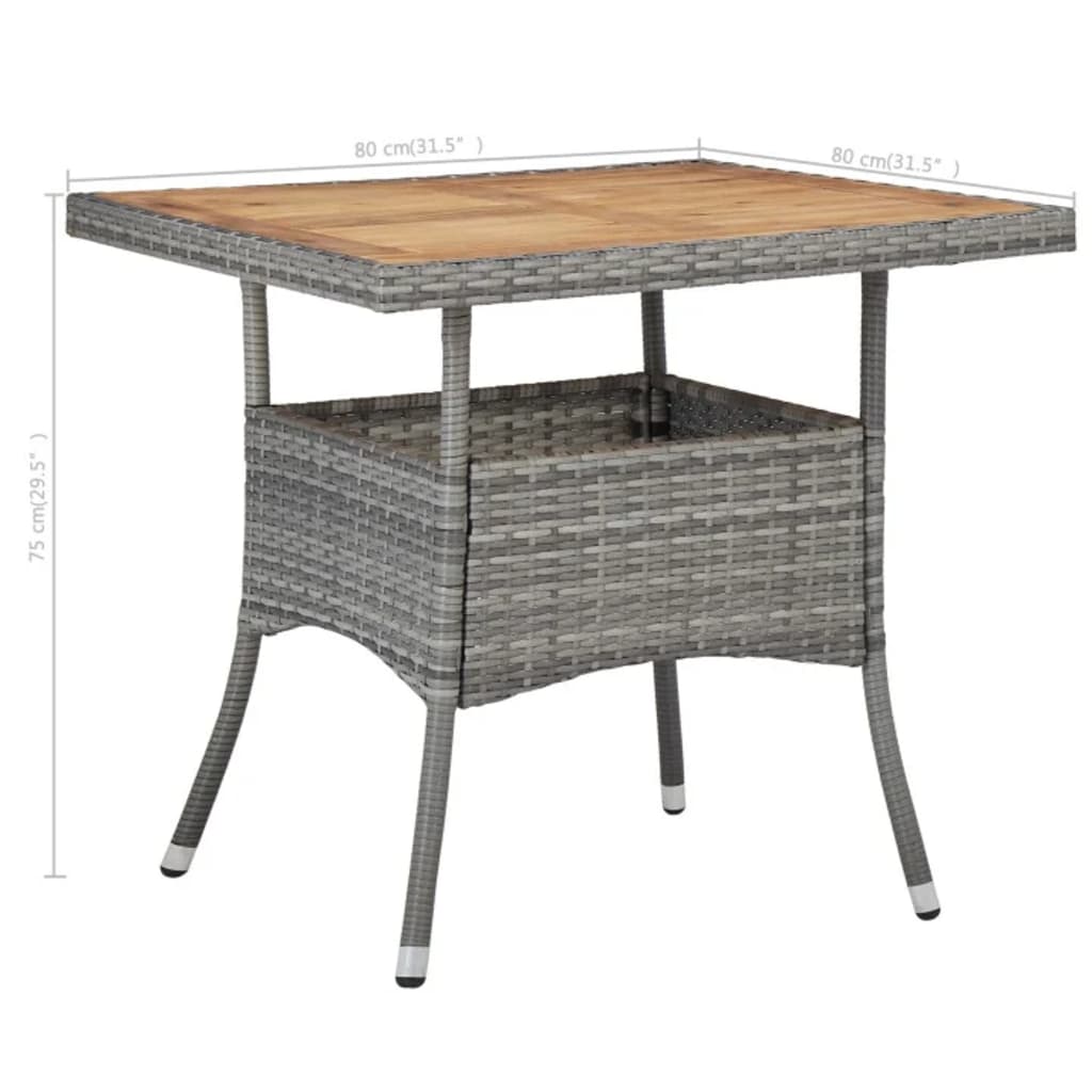 Conjunto de jardín 1 mesa+ 2 sillones con cojines gris/madera detalle 10