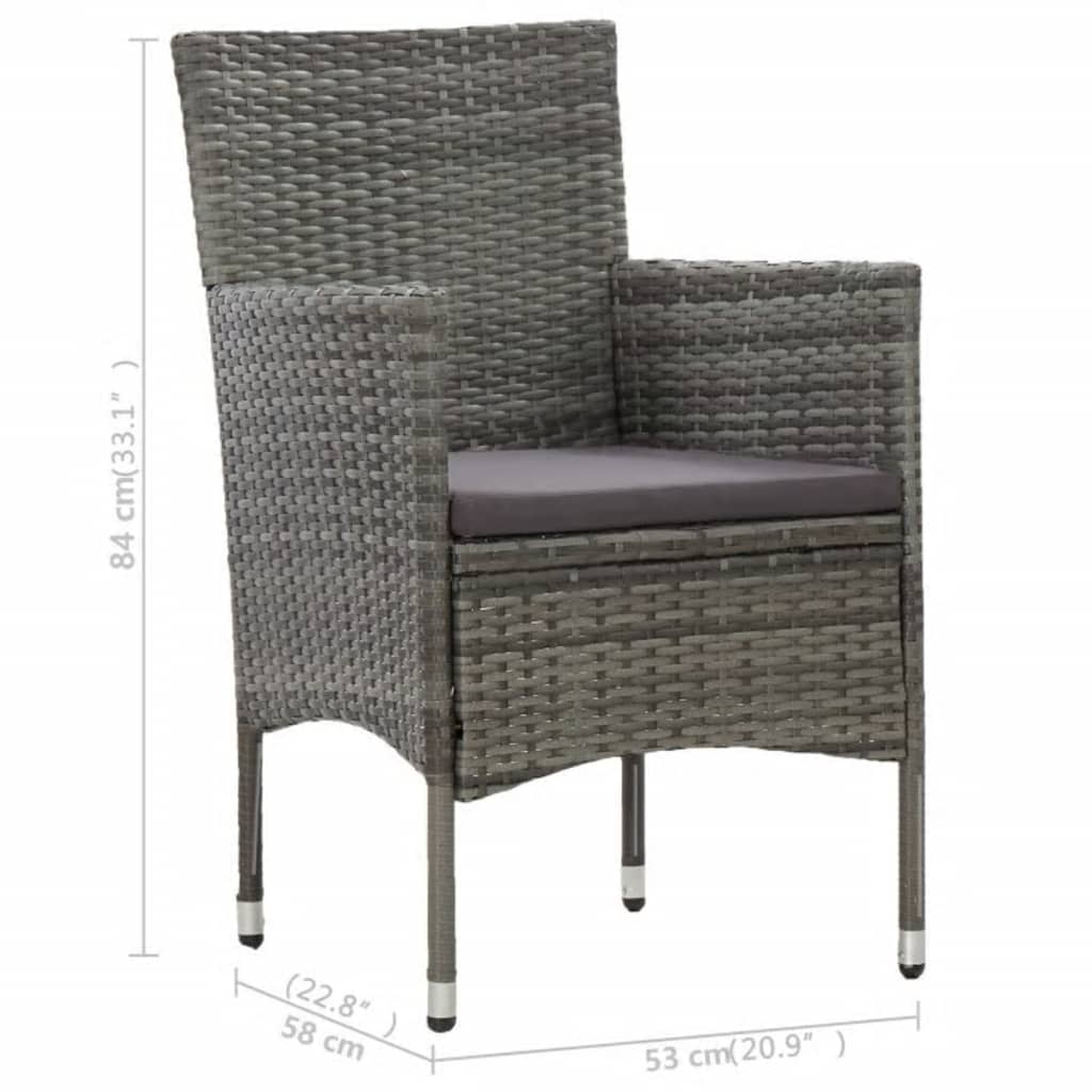 Conjunto de jardín 1 mesa+ 2 sillones con cojines gris/madera detalle 1