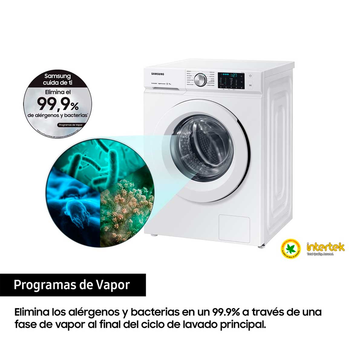 Lavadora Bespoke Ecobubble Samsung 11kg 1400 rpm A blanco 85 cm detalle 5