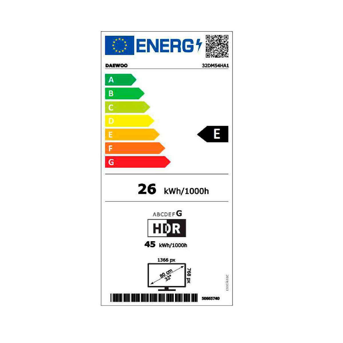 Televisor Daewoo 32DM54HA1 32'' HD LED Android 11 E negro eficiencia energetica