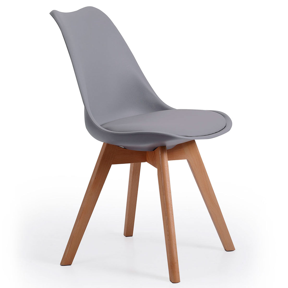 Pack de 4 sillas de comedor Bistro estilo nórdico gris fondo blanco