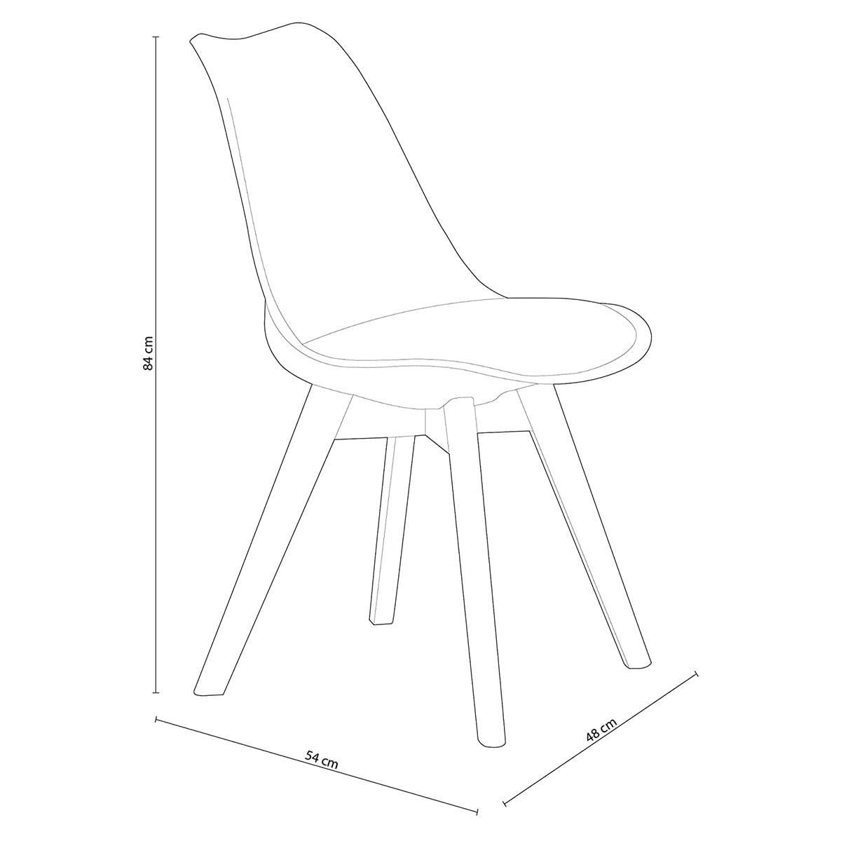 Pack de 4 sillas de comedor Bistro estilo nórdico gris medidas