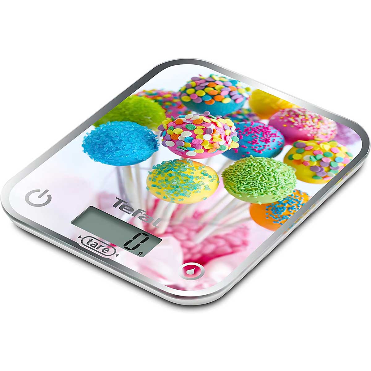 Balanza de cocina Optiss Cake Pops Tefal control táctil multicolor vista inclinada