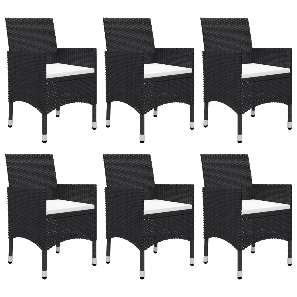 Conjunto de jardín 1 mesa+6 sillones con cojines negro detalle sillones