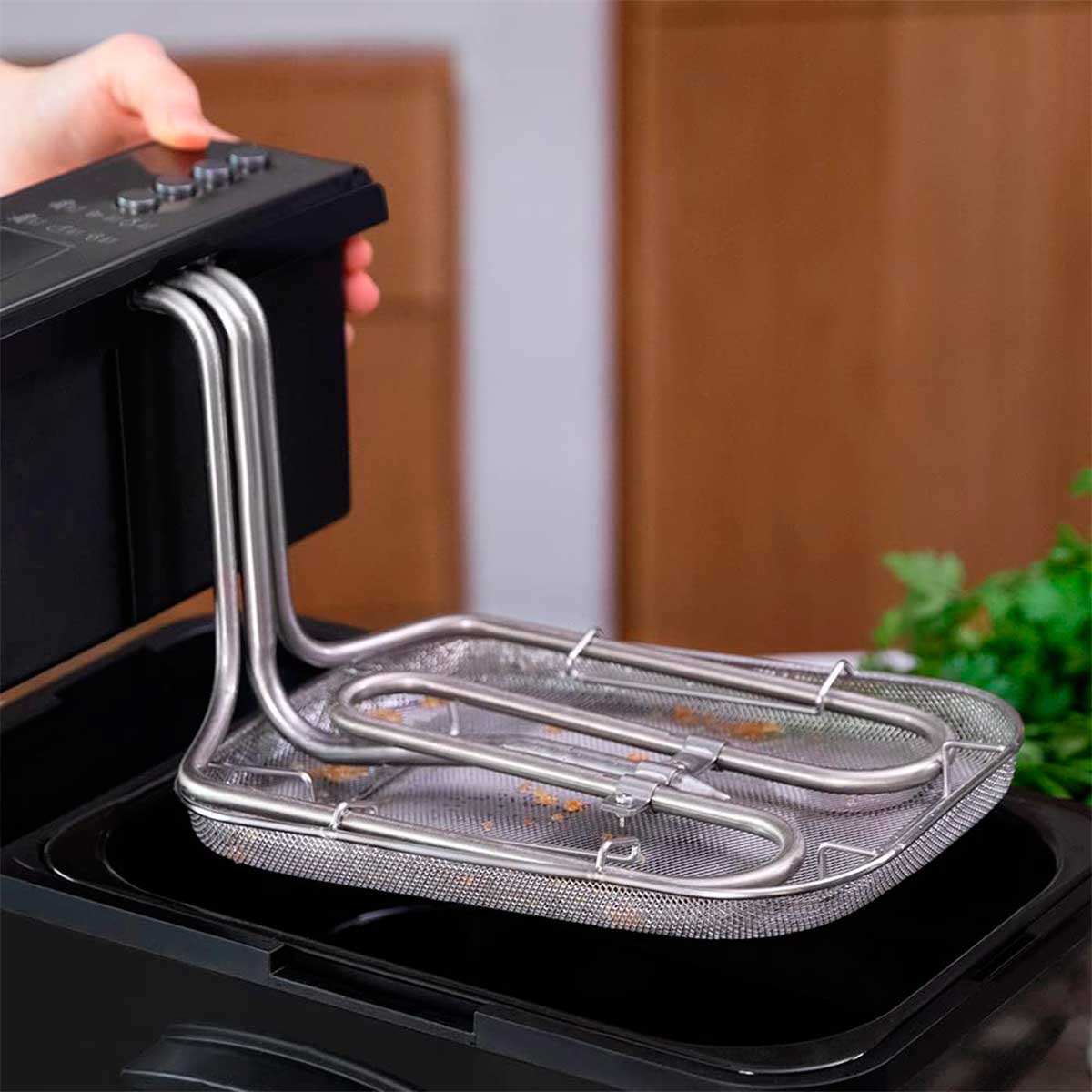 Freidora digital Cecotec Cleanfry Luxury 3000 Black 2400W 3,2L negro detalle filtro
