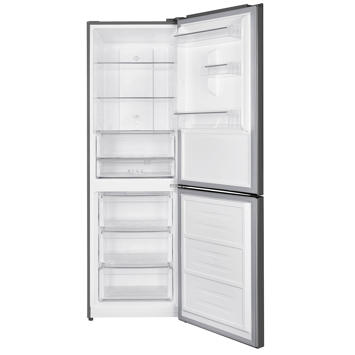Frigorífico combi Svan SC185600ENFX No Frost 323L Multi Air Flow E inox 185,5 cm abierto
