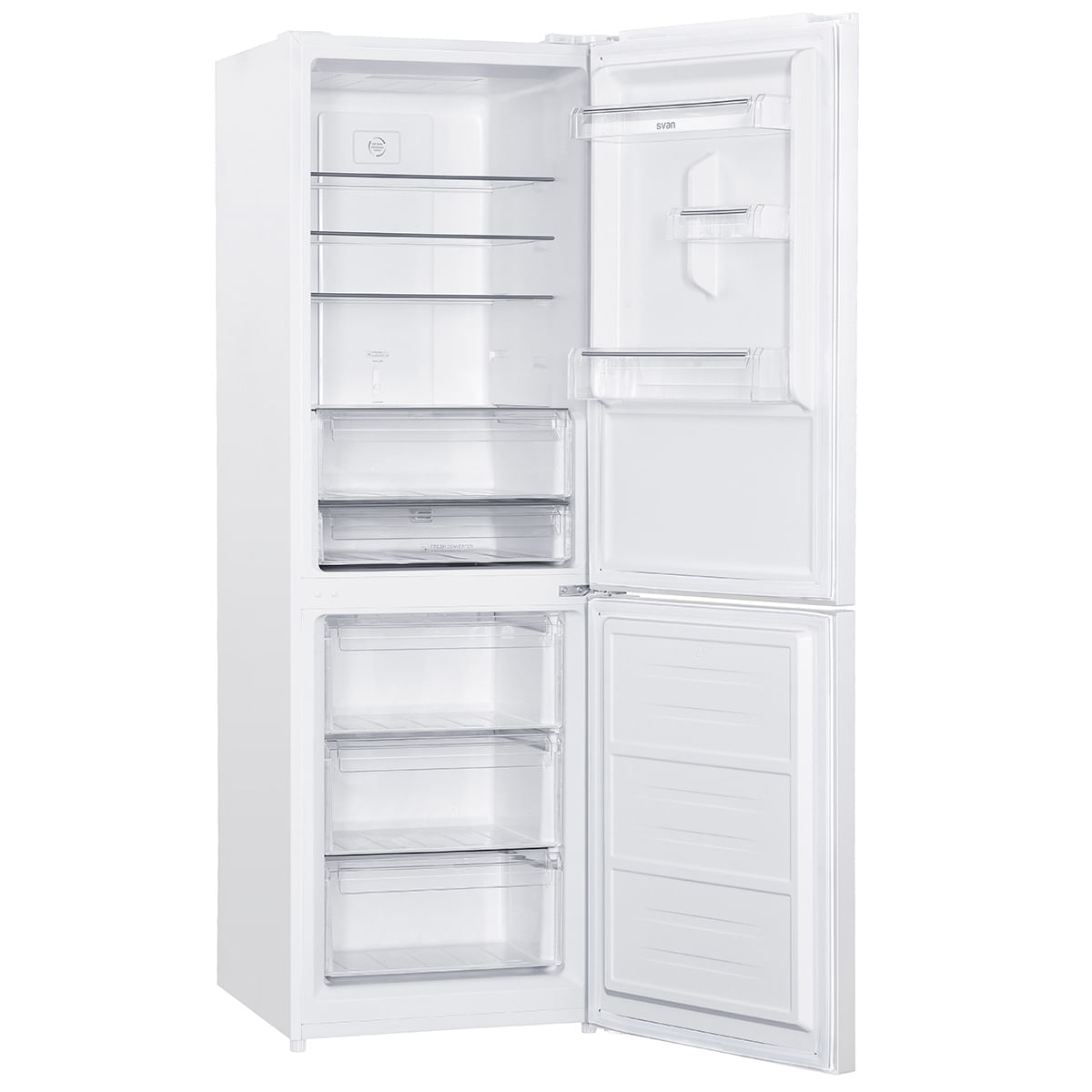 Frigorífico combi Svan SC185600ENF No Frost 323L Multi Air Flow E blanco 185,5 cm abierto