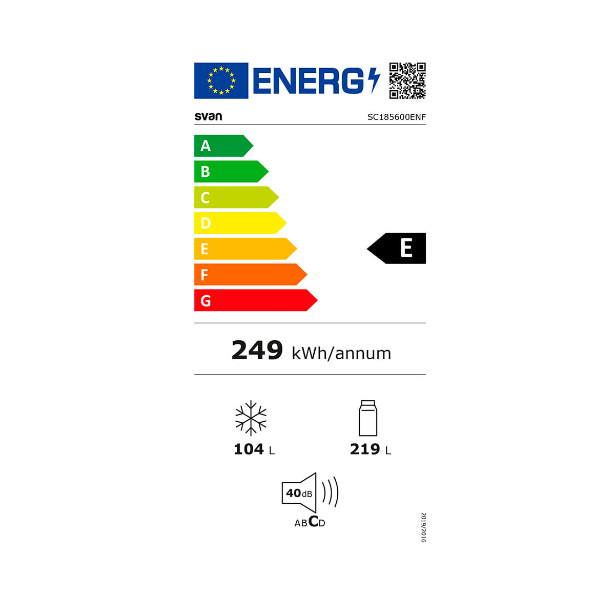 Frigorífico combi Svan SC185600ENF No Frost 323L Multi Air Flow E blanco 185,5 cm eficiencia energética