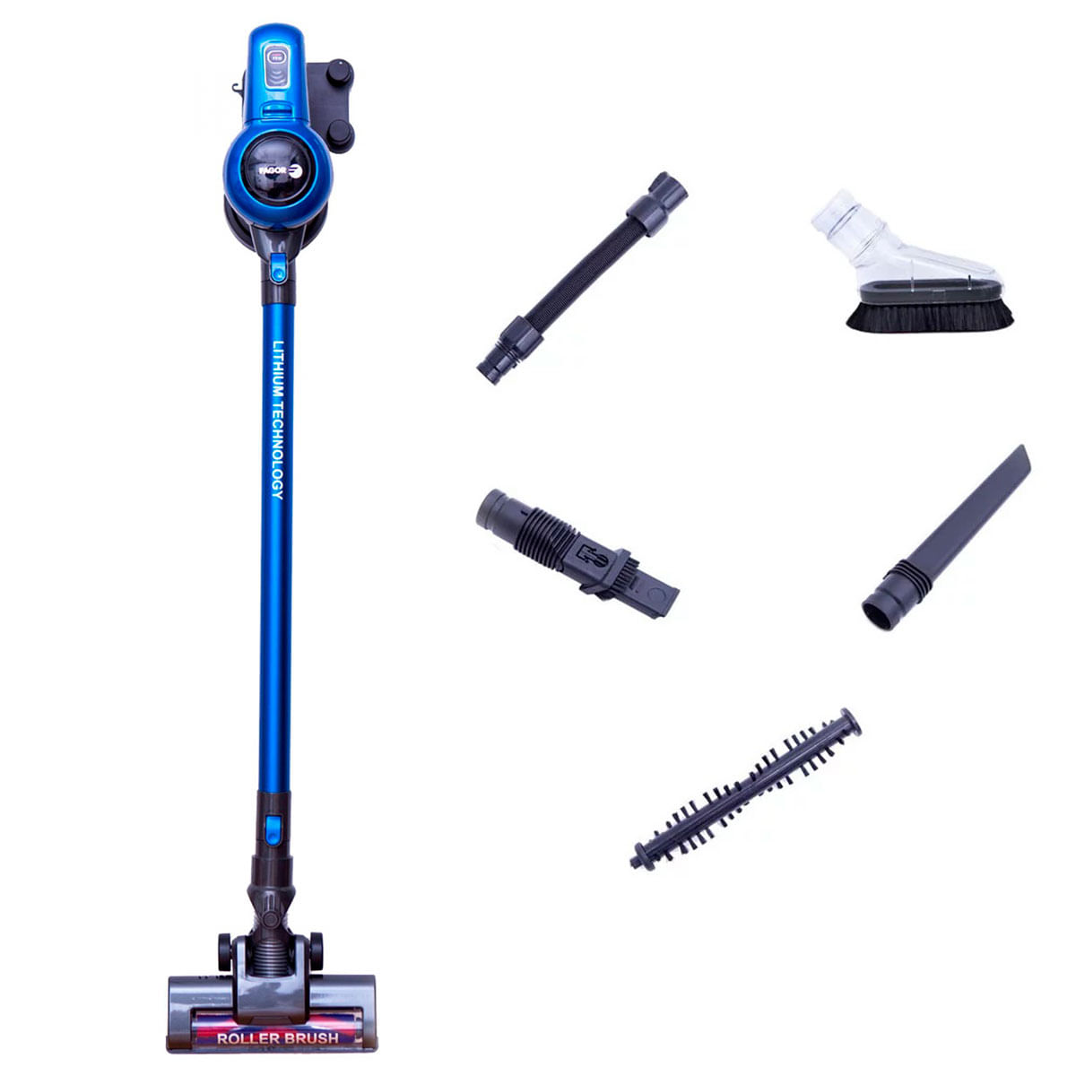 Aspirador vertical Fagor Ares FGE5562 2 en 1 100W 800ml azul detalle accesorios
