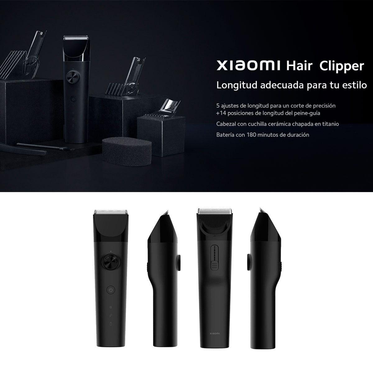 Cortapelos inalámbrica Xiaomi Hair Clipper 14 posiciones 5 ajustes negro posiciones