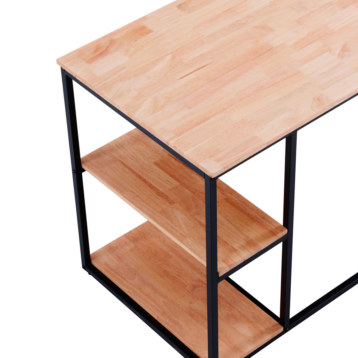 Escritorio Jack 1 repisa+2 cajones roble Nordish/negro 75x120x60 cm detalle estantes
