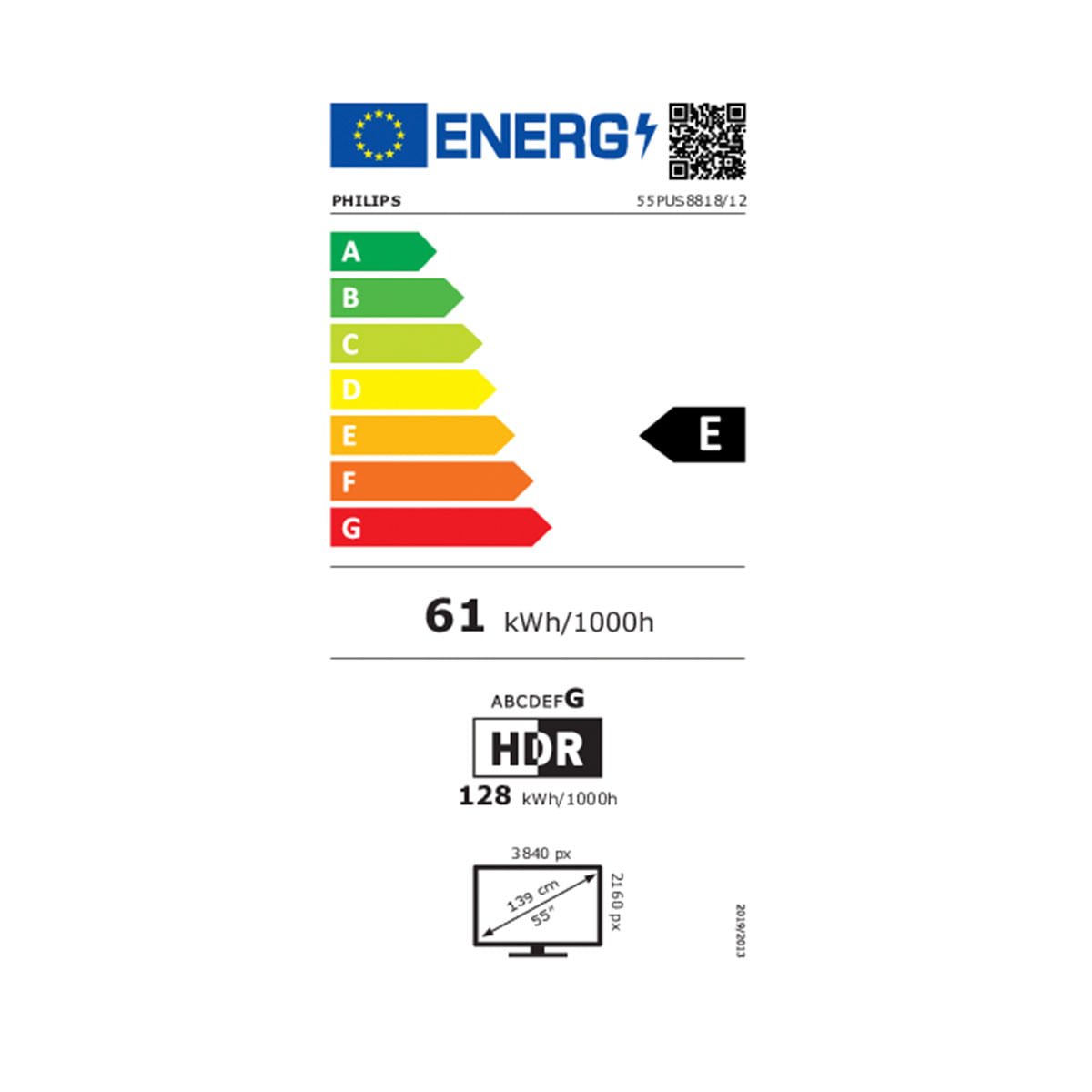 Televisor Smart TV Philips The One 55PUS8818/12 55'' 4K UHD Ambilight E negro eficiencia energética