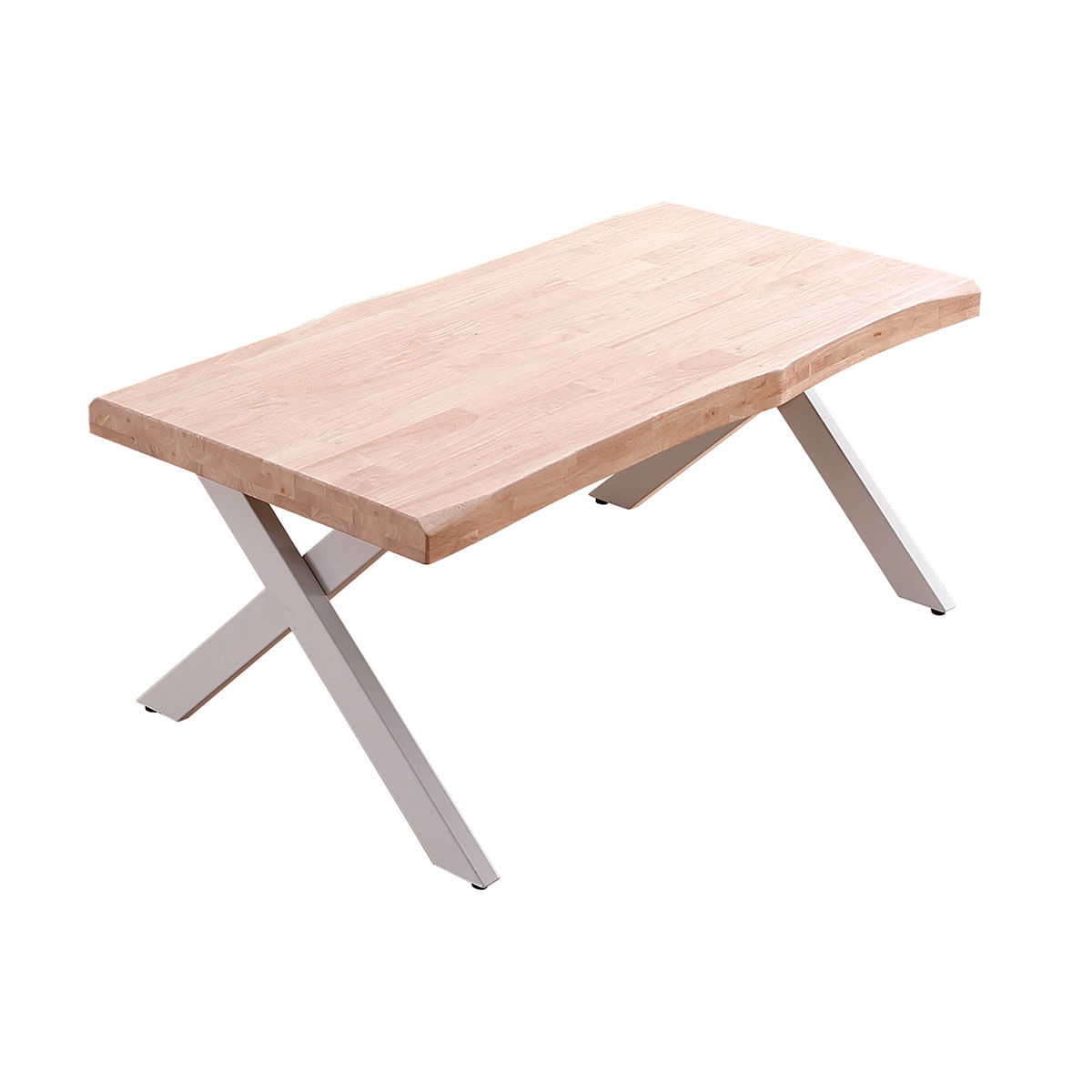 Mesa de centro elevable Xena tapa irregular con hueco de almacenaje roble Nordish/blanco 47-62x120x60-66 cm fondo blanco