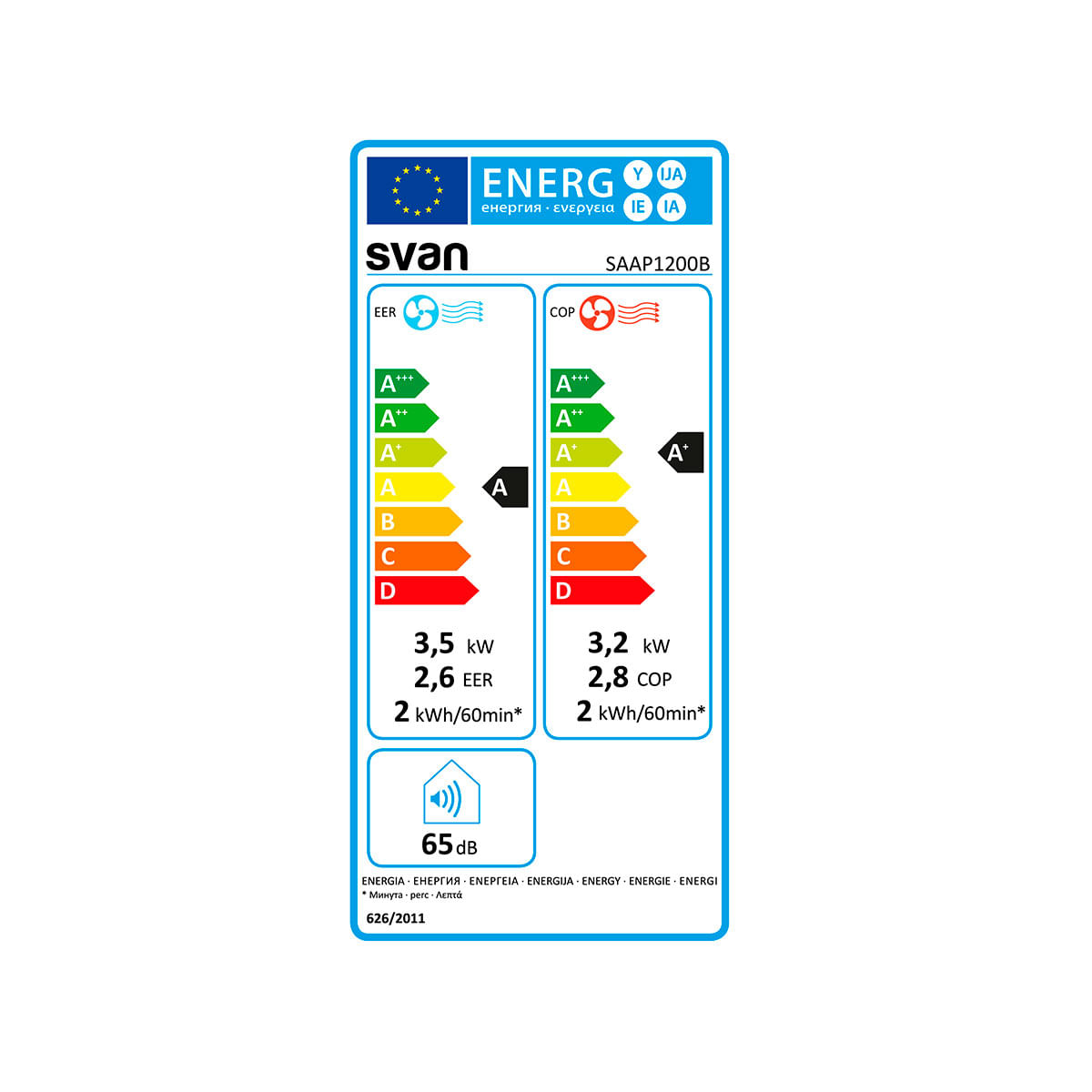 Aire acondicionado portátil Svan SAAP1200B 3000 frigorías con bomba de calor A blanco eficiencia energética