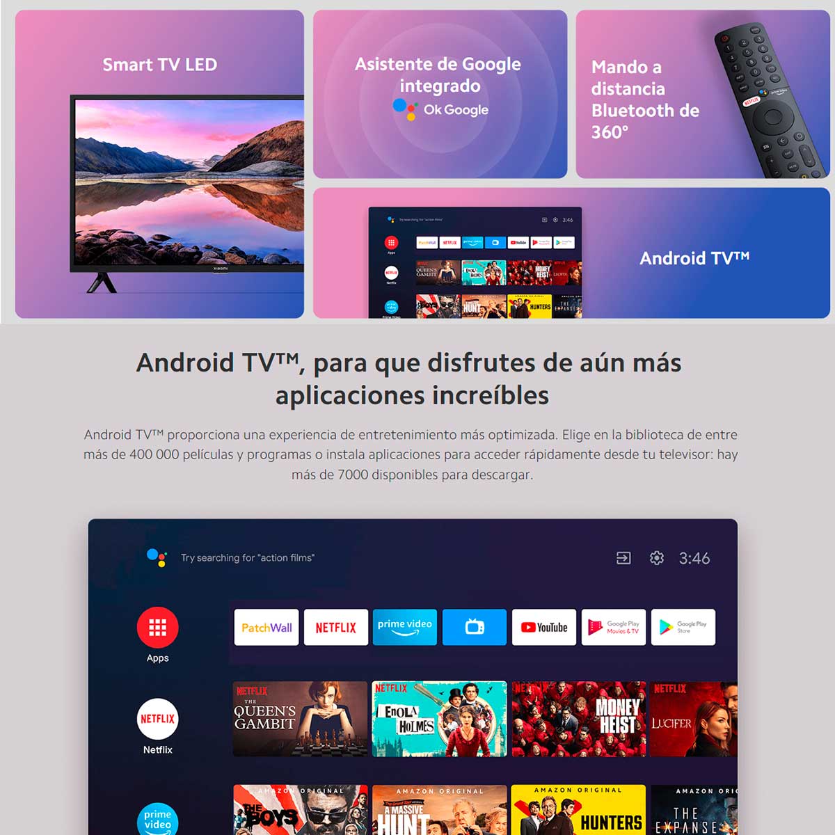 Televisor Smart TV Xiaomi P1E 32'' HD LED Android TV E negro características 2
