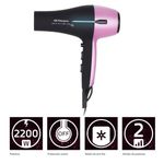 Secador de pelo Orbegozo SE 2320 2200W 2 modos 3 temperaturas negro/rosa  características