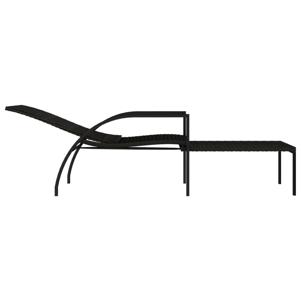 Pack de 2 tumbonas con reposapiés y cojines marrón vista lateral extendida