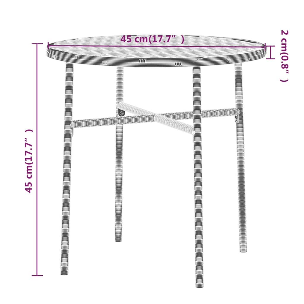 Conjunto de jardín 1 mesa redonda + 2 sillones negro medidas mesa