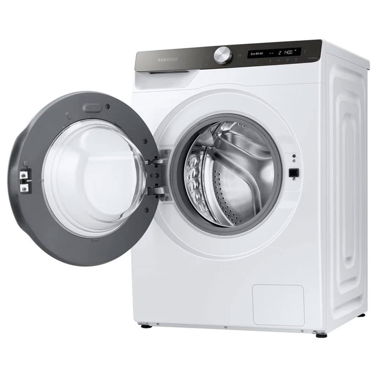 Lavadora Samsung WW90T534DTT/S3 9kg 1400 rpm WiFi IA con autodisificador A blanco 85 cm puerta abierta vista lateral