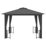 Cenador exterior con paredes y techo doble gris antracita 3x3m vista frontal