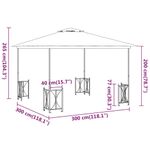 Cenador exterior con paredes y techo doble gris antracita 3x3m medidas