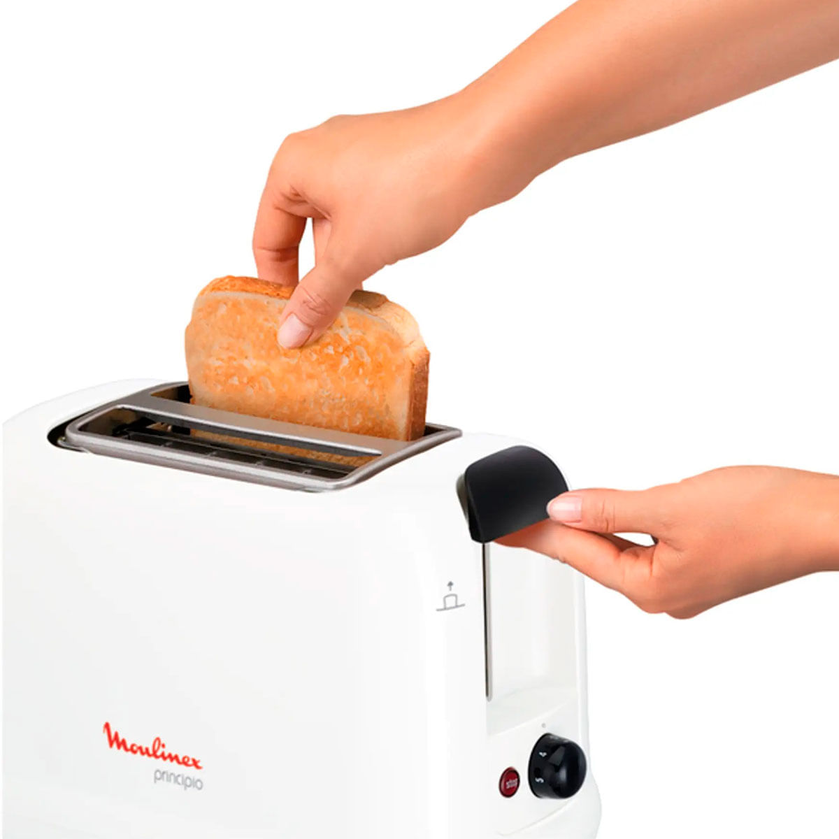 Tostador Moulinex LT160111 850W 2 ranuras 3 niveles blanco/rojo detalle extra elevacion