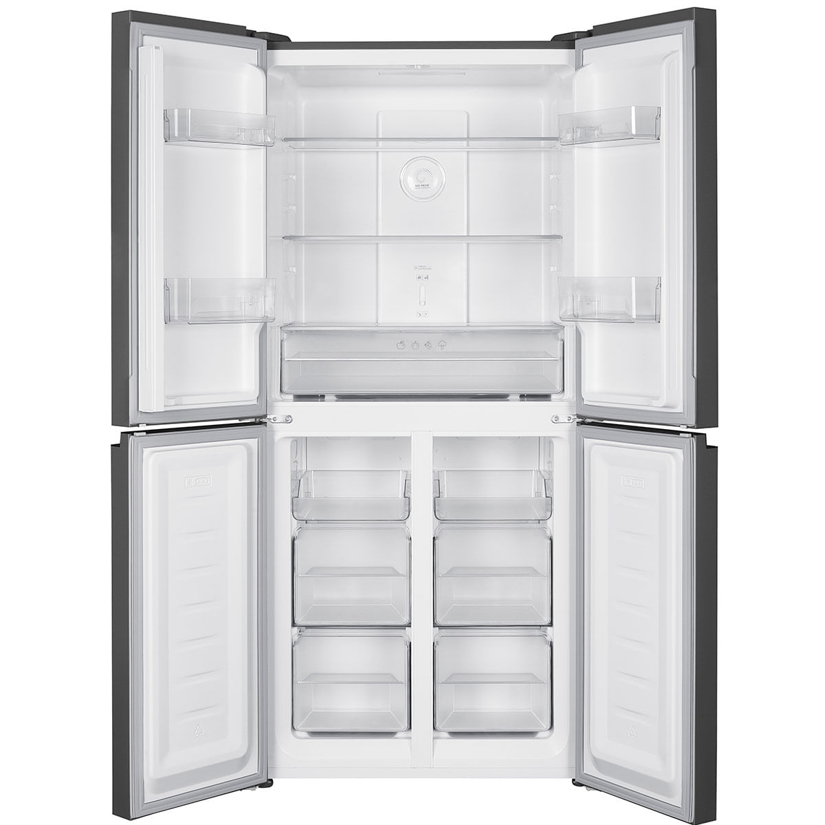 Frigorífico americano Svan S418800ENF 362L No Frost 4 puertas E inox 180 cm abierto