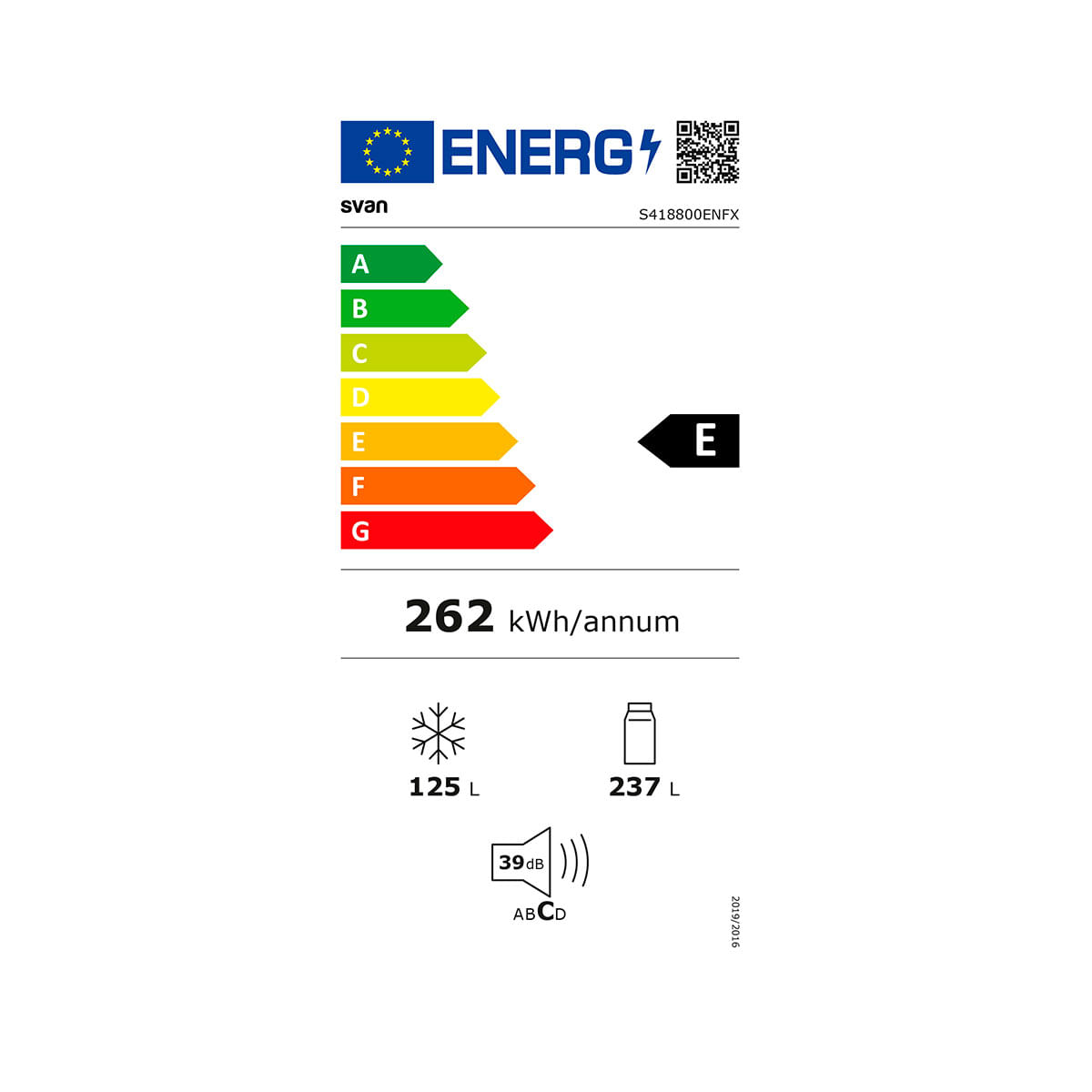 Frigorífico americano Svan S418800ENF 362L No Frost 4 puertas E inox 180 cm eficiencia energética