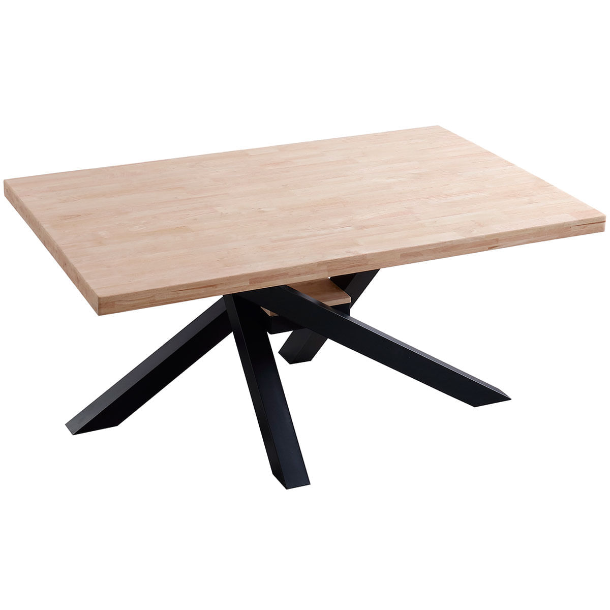 Mesa de comedor Xena forma patas cruzadas tapa regular roble Nordish/negro 76x160x100 cm fondo blanco