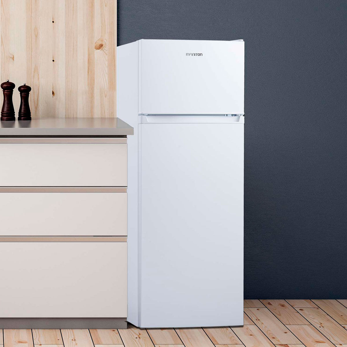 Frigorífico de 2 puertas Infiniton FG-246W cíclico Defrost 205L A blanco 143 cm ambientada