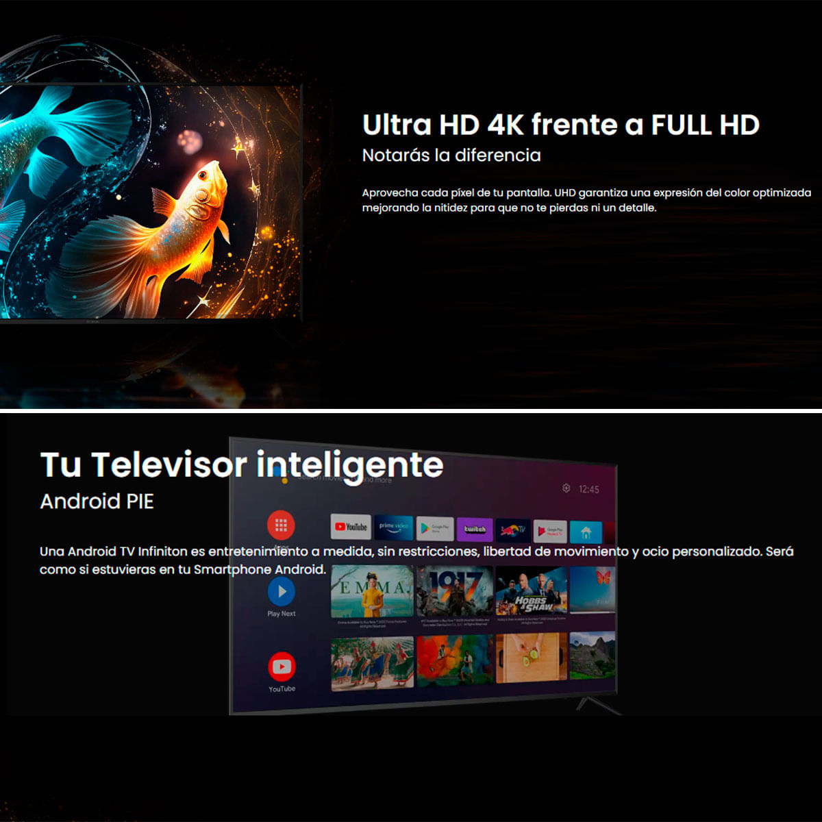 Televisor Smart TV Infiniton INTV-50AT3100 50'' 4K UHD DLED Android 9 F ...