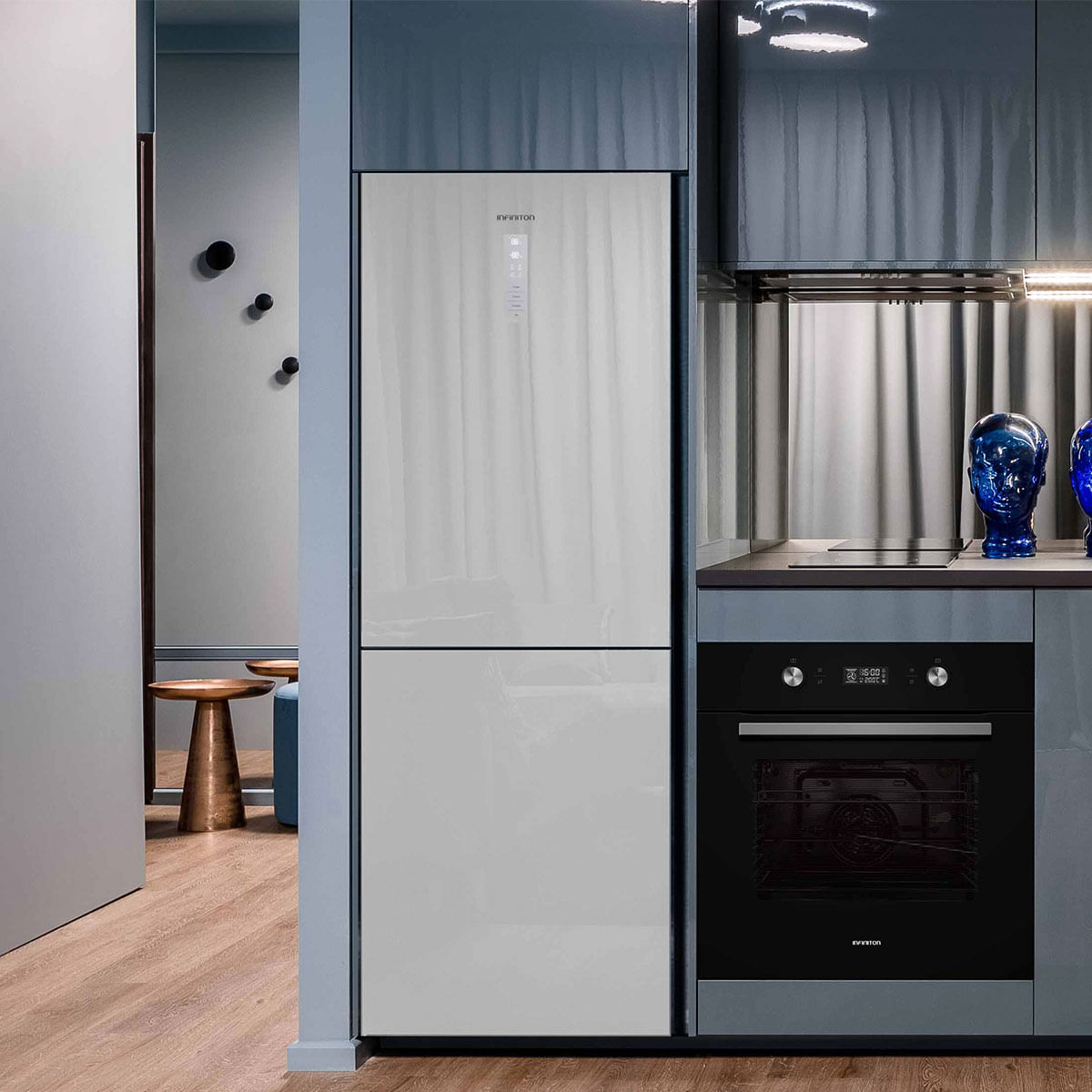Frigorífico combi Infiniton FGC-868WG Total No Frost 322L D cristal blanco 185,5 cm ambientada