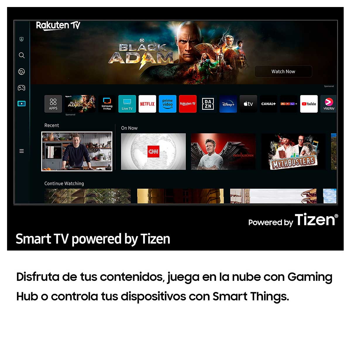Televisor Smart TV Samsung CU7105 55'' 4K Crystal UHD LED Tizen G negro características 4