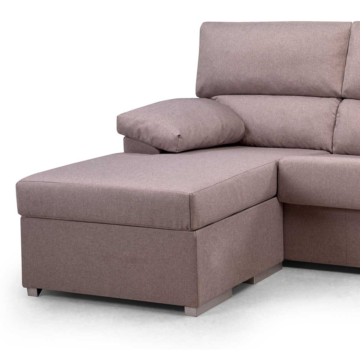 Sofá chaiselongue Conde 3 plazas tapizado Nevada 100x200x140 cm detalle izquierda