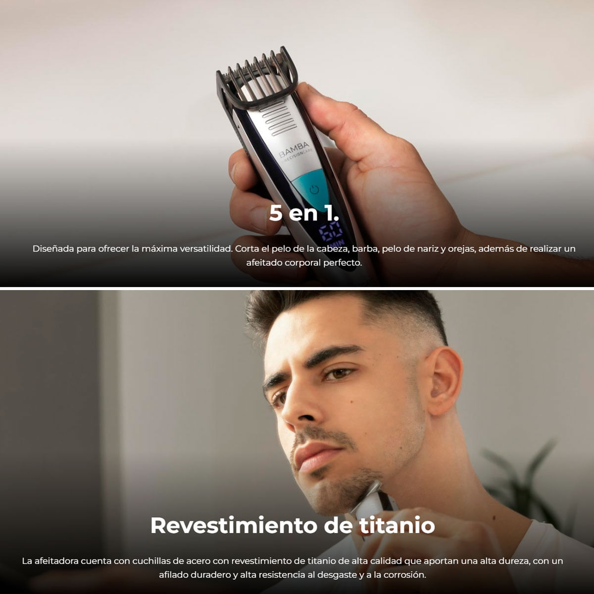 Afeitadora Cecotec Bamba PrecisionCare 5 en 1 con accesorios gris características