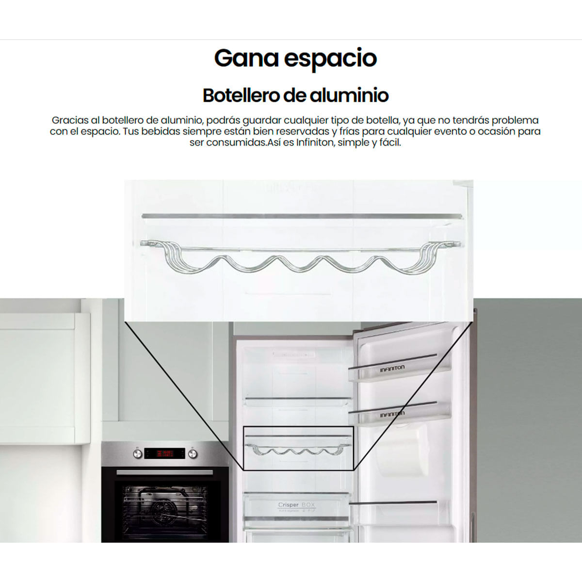 Frigorífico combi Infiniton FGC-346WB Total No Frost 322L dispensador de agua F blanco 185,5 cm características 3