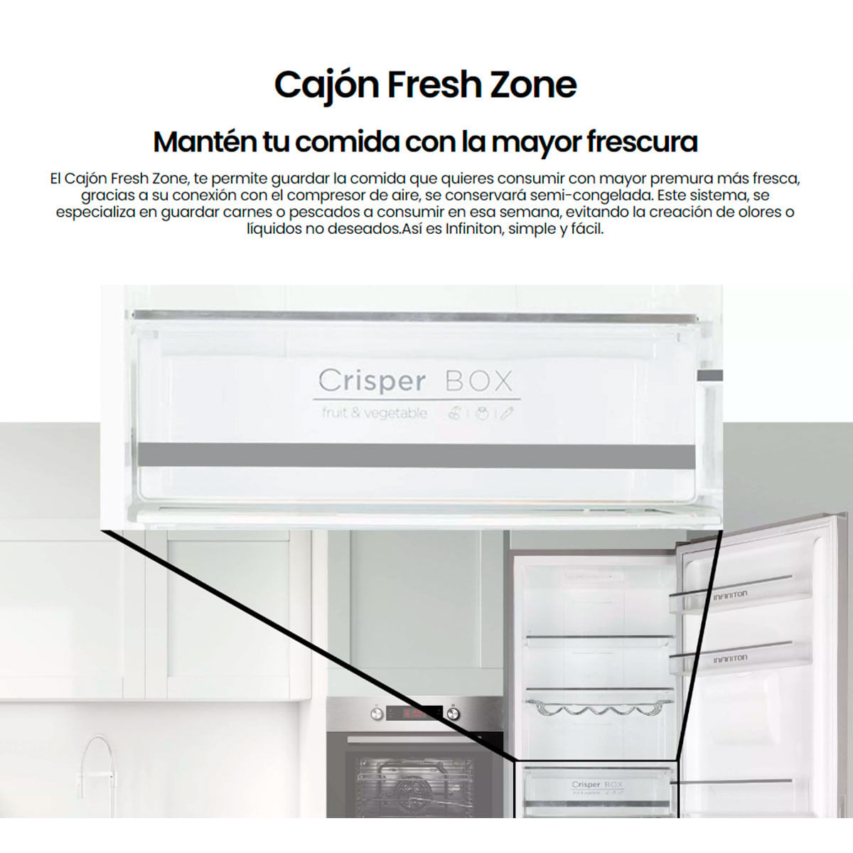 Frigorífico combi Infiniton FGC-346WB Total No Frost 322L dispensador de agua F blanco 185,5 cm características 4