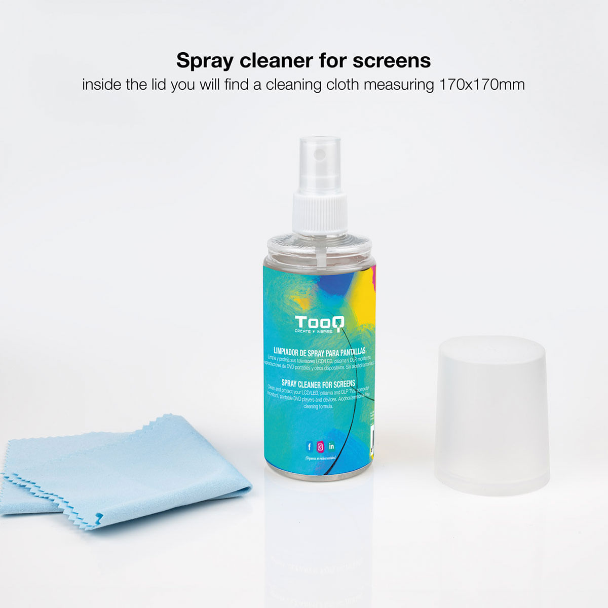 Kit limpiador de pantallas TooQ TQSC0016 150ml con paño de microfibra detalle