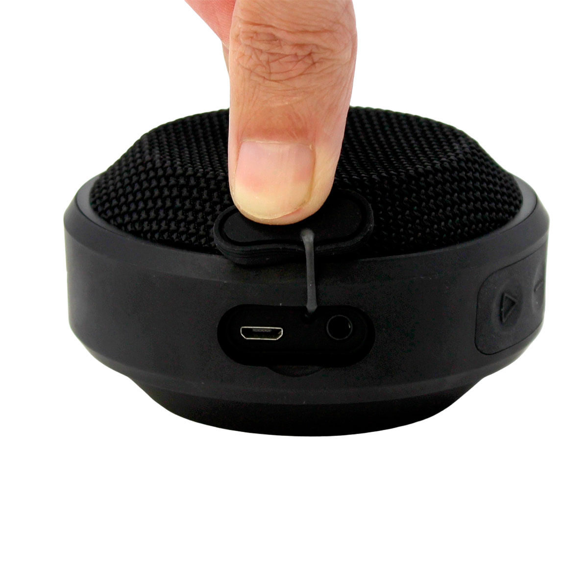 Altavoz portátil Phoenix Shower Sound Bt Impermeable 5W Bluetooth 5.0 negro detalle con dedo