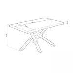 Mesa de comedor Xena forma patas cruzadas tapa irregular roble Honey/negro 76x150x90 cm medidas