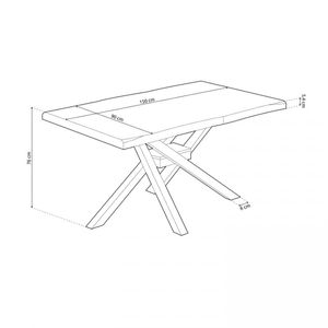 Mesa de comedor Xena forma patas cruzadas tapa irregular 76x150x90 cm