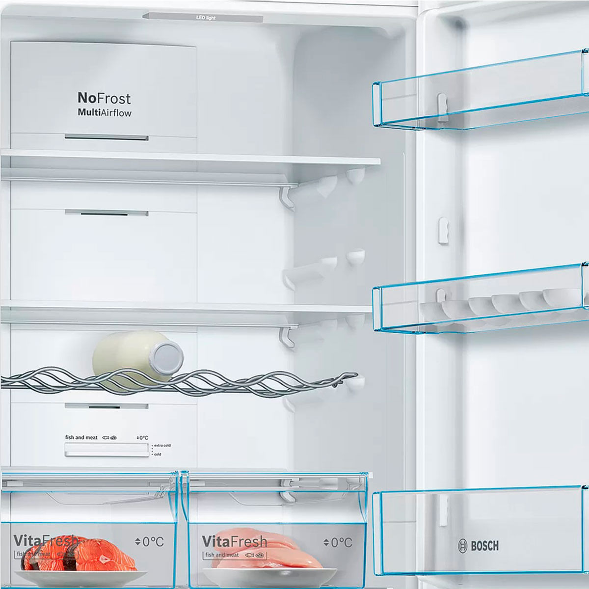 Frigorífico combi Bosch KGN36VWEA No Frost 326L Multi Air Flow E blanco 186 cm detalle estantes
