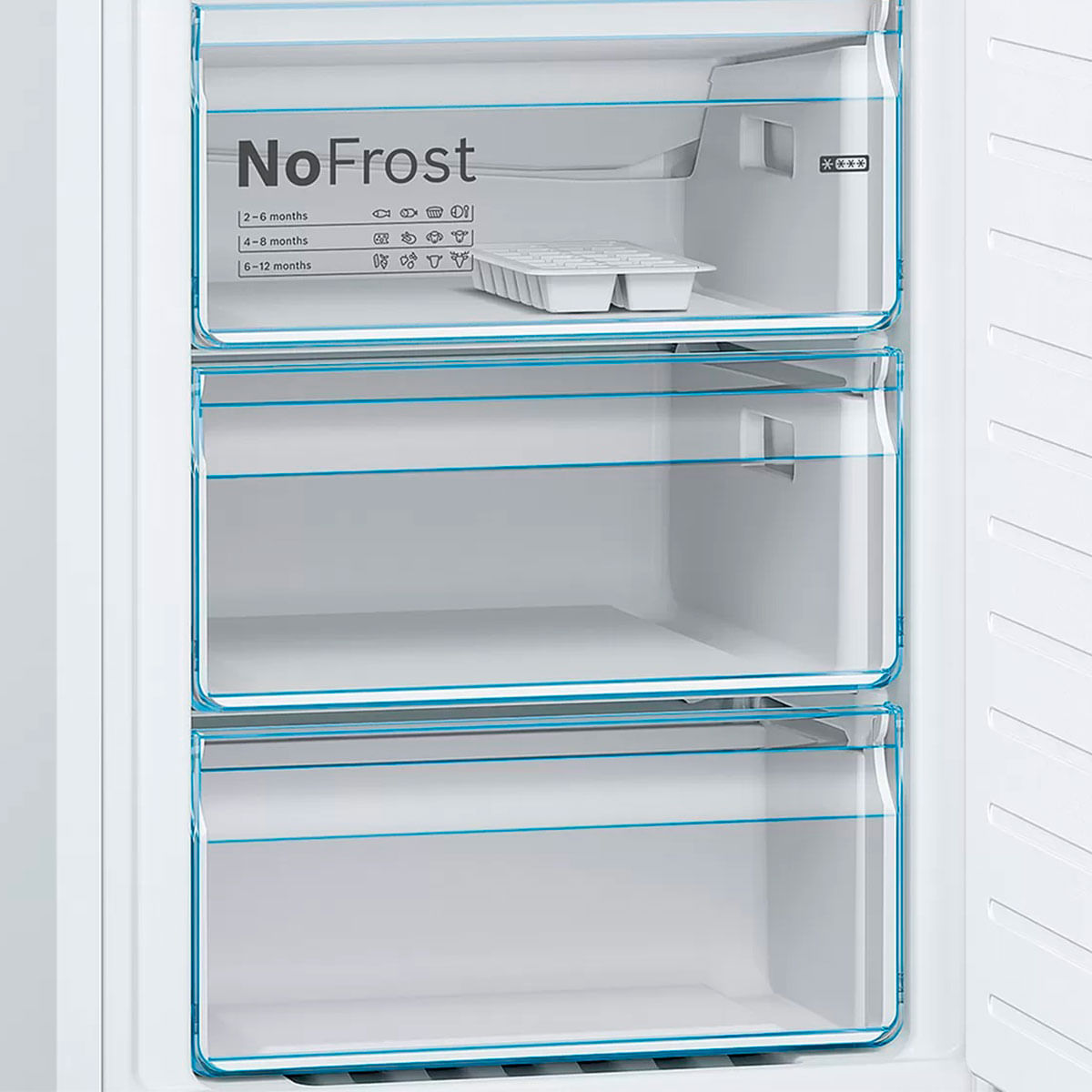 Frigorífico combi Bosch KGN36VWEA No Frost 326L Multi Air Flow E blanco 186 cm detalle congelador