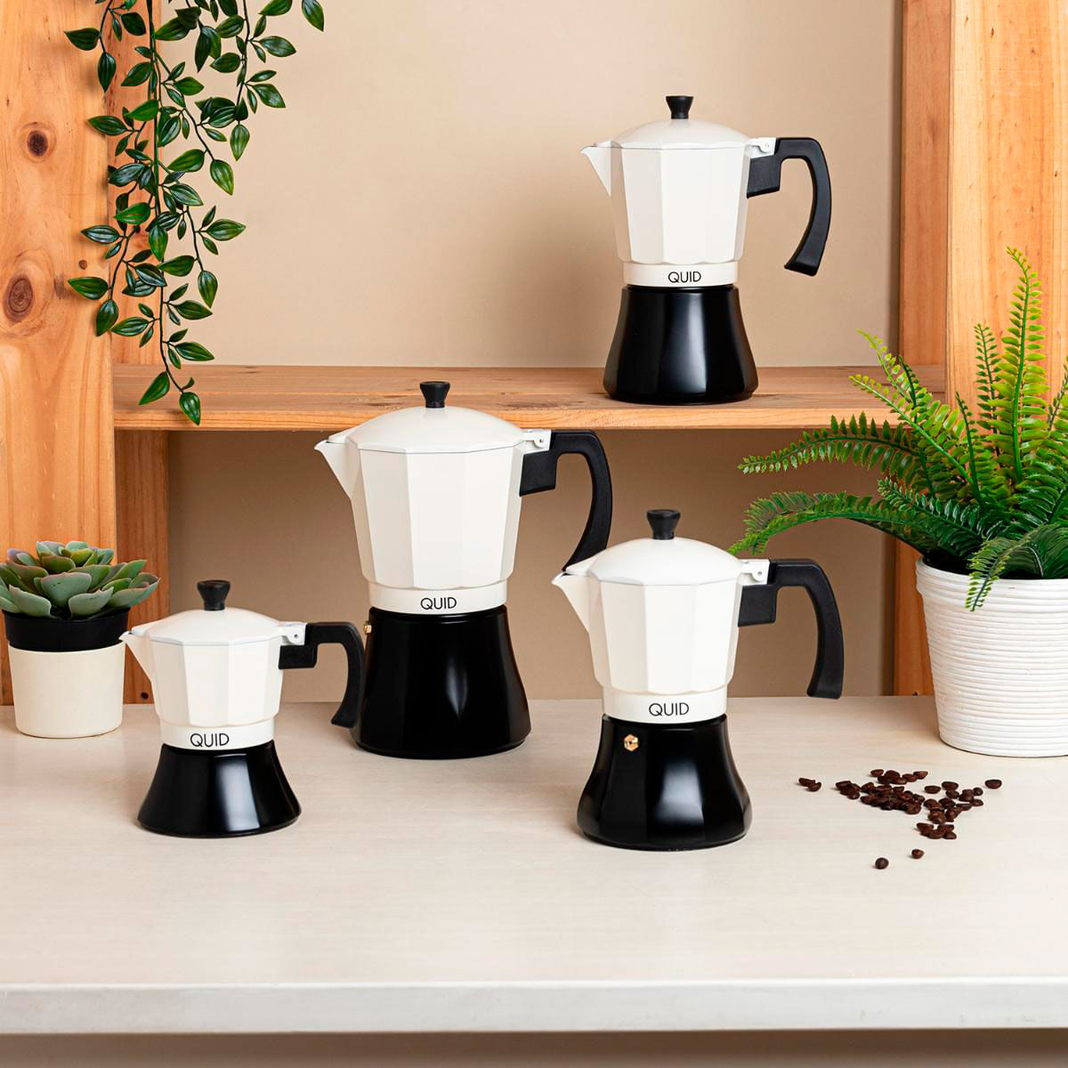 Cafetera italiana Cocco Quid 6 tazas blanco ambientada