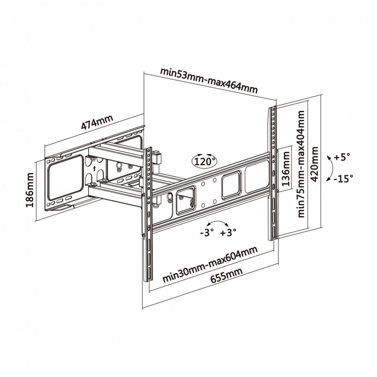 Soporte de TV Aisens WT70TSLE-023 37''-70'' inclinable y pivotable negro medidas