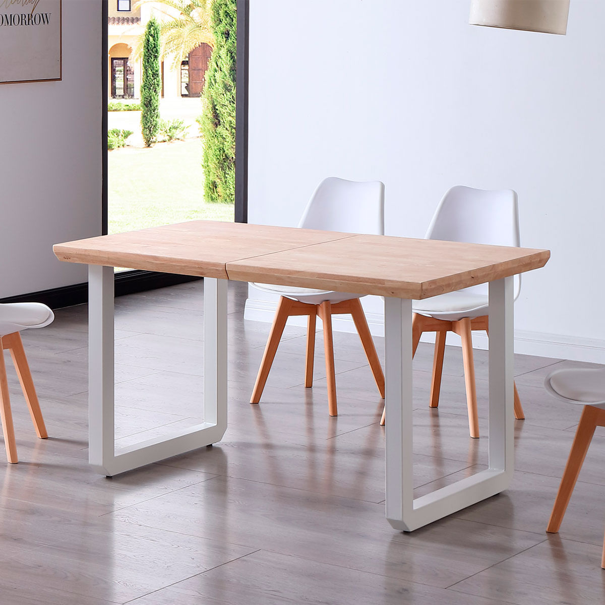 Mesa de comedor extensible Roma roble Nordish/blanco 77x140x80 cm